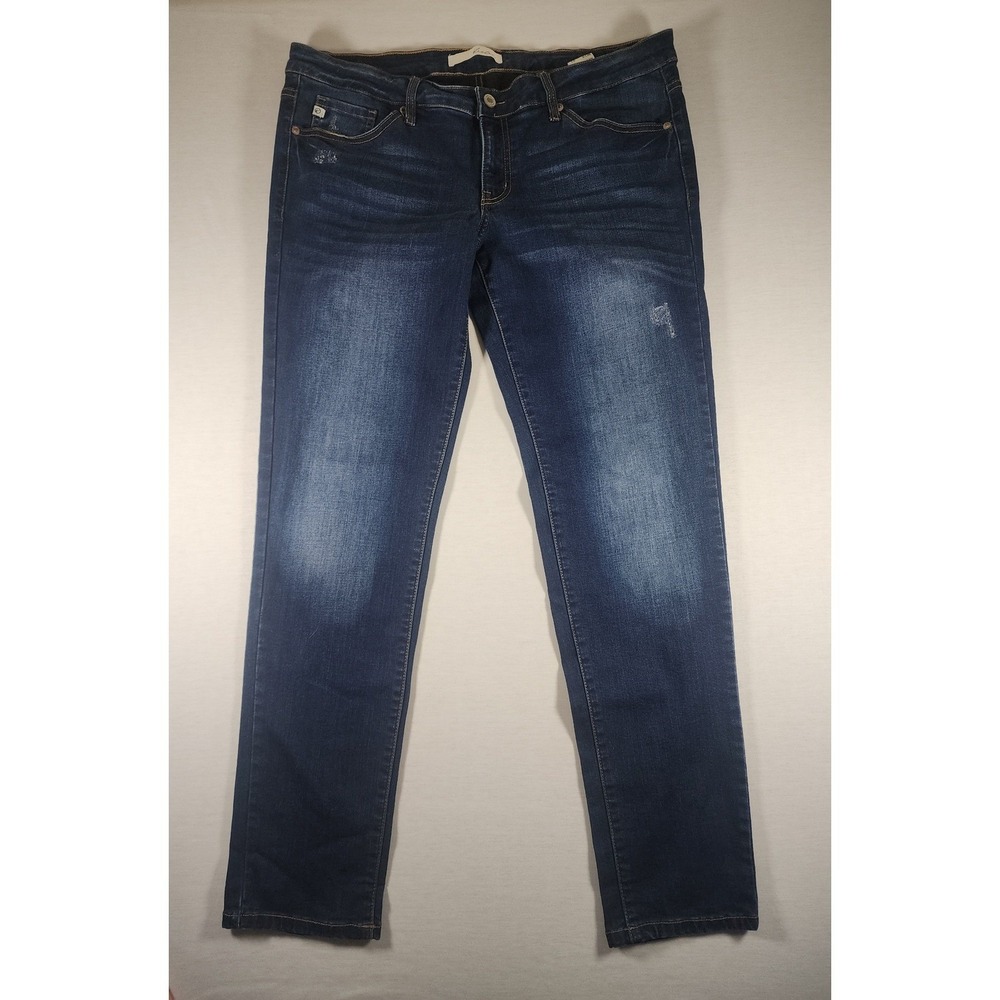 KanCan Slim Skinny Straight Jeans‎ Womens 31 Dark Wash Distressed KC8076 Denim
